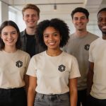 T-shirts d’entreprise portés par une équipe de startup pour renforcer la cohésion
